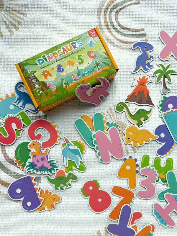 Dino letter- en cijfermagneten 🦖 - 49 stuks